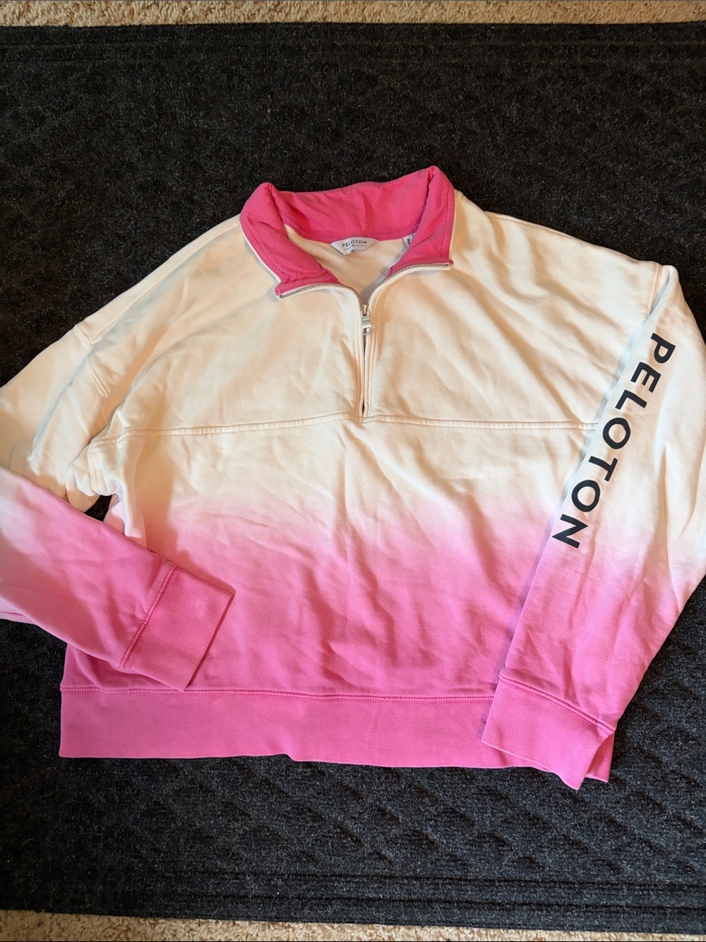 Peloton Cream to Pink Ombre Quarter-Zip Pullover Size XL